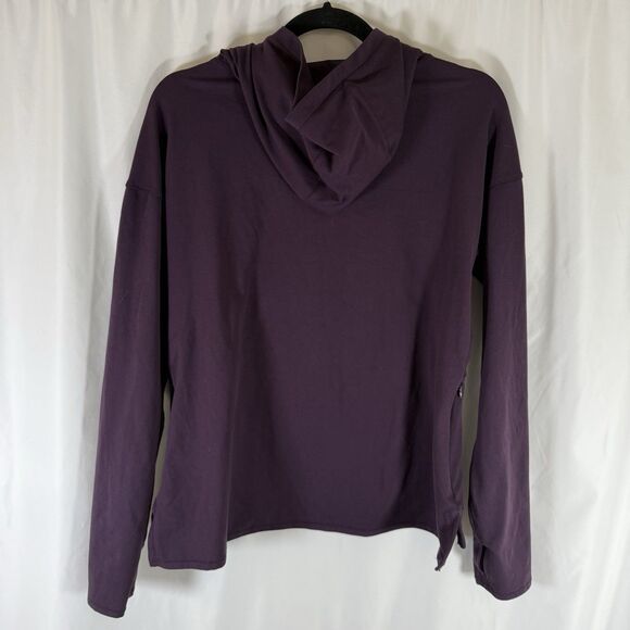 Yogalicious Lux Sweatshirt Women's Large Purple Hooded Cowl Neck Thumb Holes - Picture 8 of 10